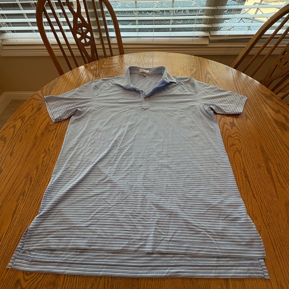 Peter Millar Summer Comfort Men’s Size L Golf Polo Shirt Striped Embroidery EUC - Picture 1 of 8